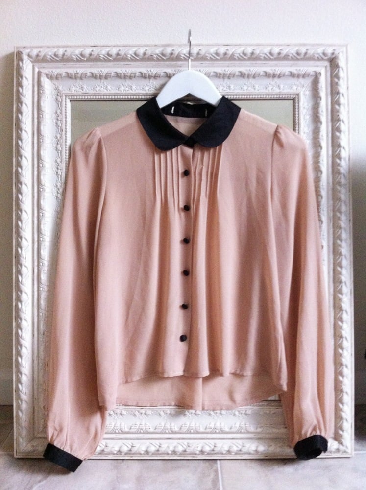 Image of Pink Georgette with Contrast Peter Collar Shirt