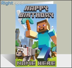 Image of Custom Minecraft inspired birthday card 2