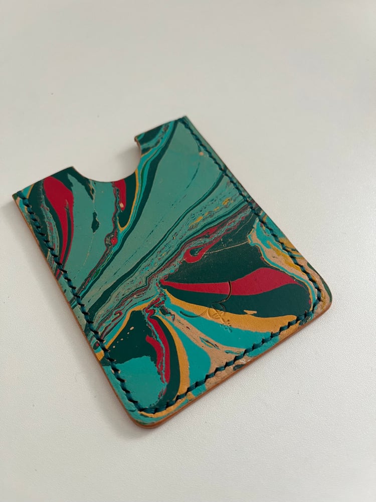 Image of Marbled Cardholder (Teal/Red)