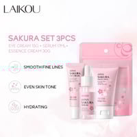 Image 5 of 3pcs/set LAIKOU Skin Care Set Vitamin C Sakura Snail Essence Serum & Eye Cream & Face Cream Moisturi