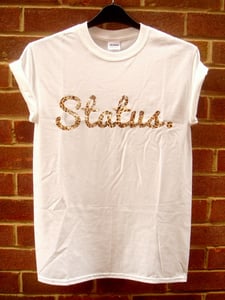 Image of White Tee With Leopard Print Logo