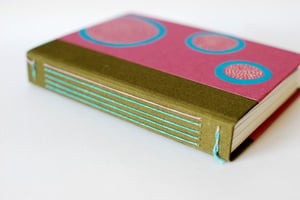 Image of magenta circles work book - vertical - blank pages