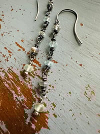 Image 7 of aquamarine boulder opal and prehnite earrings