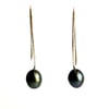 Black cultured freshwater pearl hoop earrings - Momi Darkness Hoops