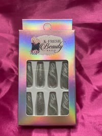 Image 1 of Nails - Long (Silver Glitter)