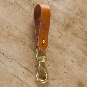 Image of Tan Belt Leather Lanyard with Lever Snap