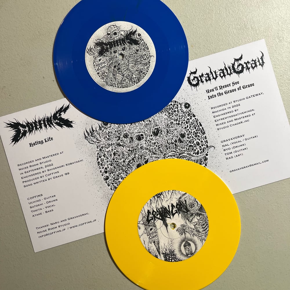 Coffins / Gravagrav - “A Tribute to Grave” 7” vinyl split