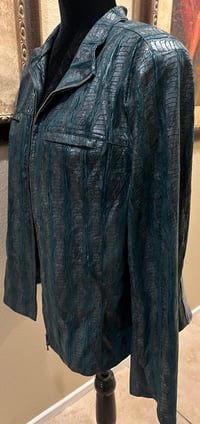 Image 4 of Vintage Green Snakeskin Jacket Steer Head