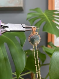 Image 5 of Gold  Ocean Jasper Heart  Crystal Necklace