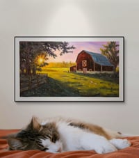 Image 1 of <h2>Sundown on the Farm </h2> <br />Original Artwork <br />24 x 40 <br />Oil