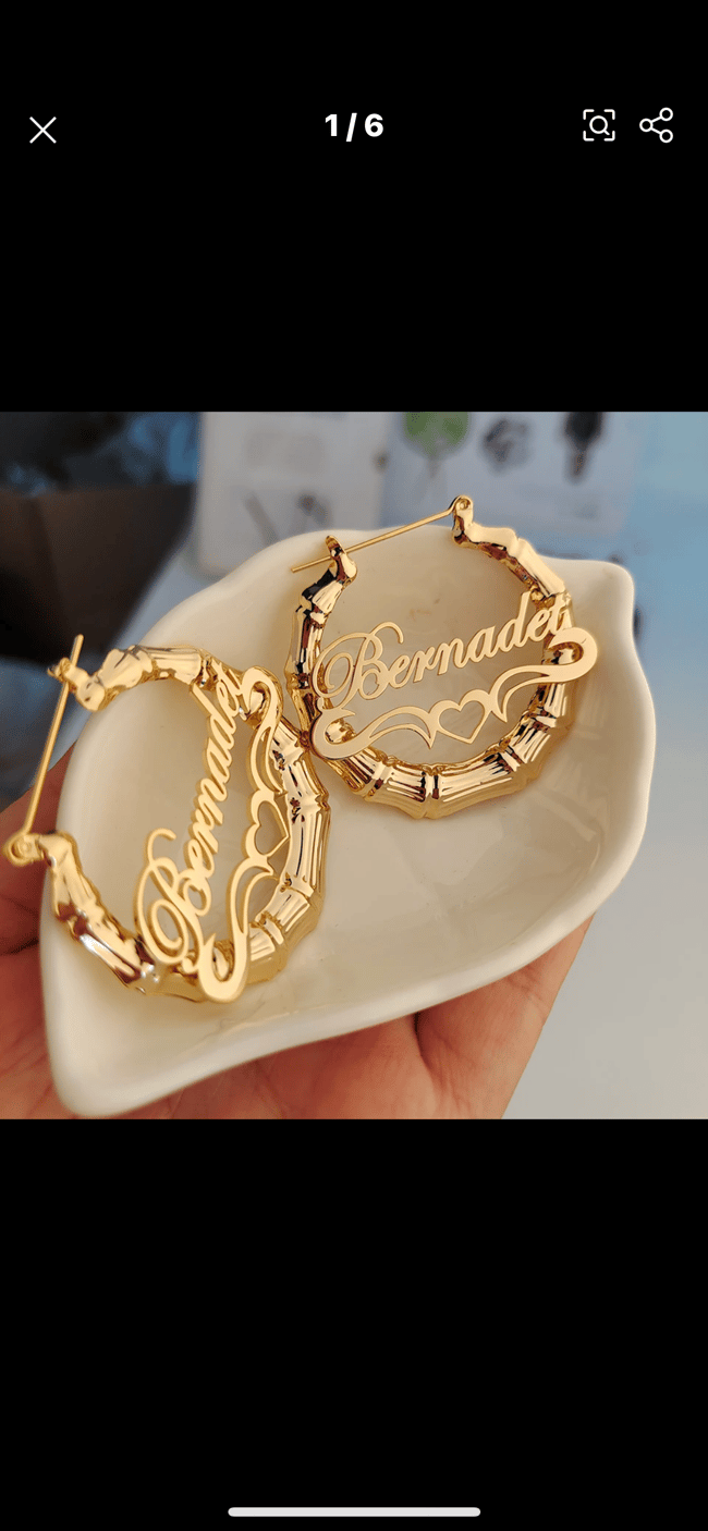 30mm-100mm Bamboo Earrings Customize Name 