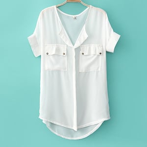 Image of Casual Solid Color Chiffon Shirt