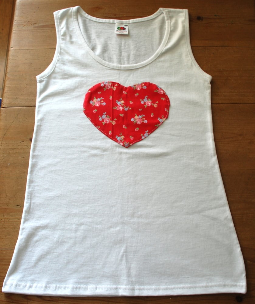 Image of cath kidston red floral heart vest top XS 6 8