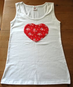 Image of cath kidston red floral heart vest top XS 6 8