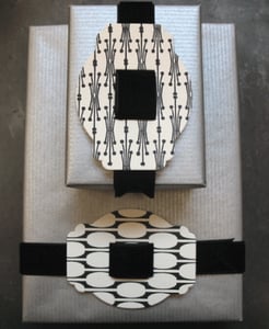 Image of Black Letterpress Buckle with velvet ribbon