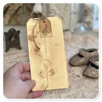 Image 1 of large grubby hand dyed luggage tags size 8 cm x 16 cm