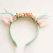 Image of Mint Floral Deer Headband
