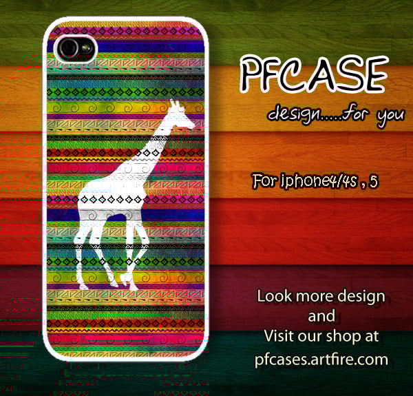 Image of Giraffe on aztec : For Iphone 4/4s ,5 / Samsung S2,3,4