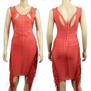 Image of Fringe Coral Bandage Dress