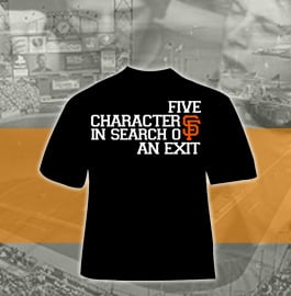 Image of Five Characters In Search of an Exit "SF Giants" shirt