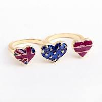 Image of British/USA Flag Heart Dual Ring 