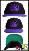 Image of  IRIE NATION TOP SHELF WEED LOGO ON BLACK & PURPLE ADJUSTABLE SNAPBACK HAT