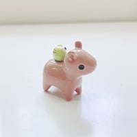 Image 2 of Capybara with frog ceramic figurine