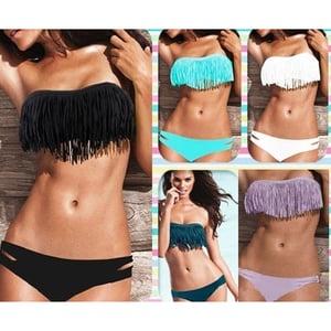 Image of Fringe Bandeau 2 piece bathing suits Top and Bottom