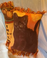Image 1 of Trick or Treat Cat Throw Pillows