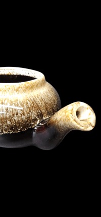 Image 12 of Vintage MCM Dark Brown Stoneware Tea Pot