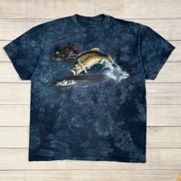 Image 1 of Vintage Blue Tie Dye Bass Tee - No Size Tag (XL?)