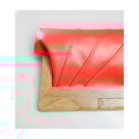 Image 2 of Neon Pink Leather & Timber Clutch