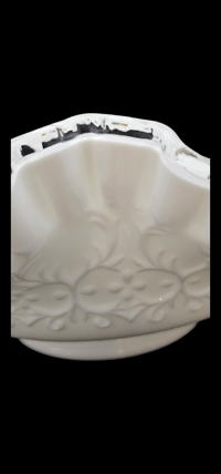Image 5 of Fenton Silver Crest Spanish Lace Milk Glass Dish