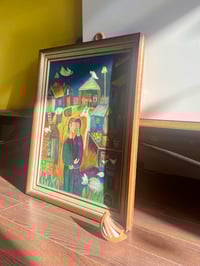 Image 2 of “Night Over the Village Market”, Mid Century Oil on Canvas