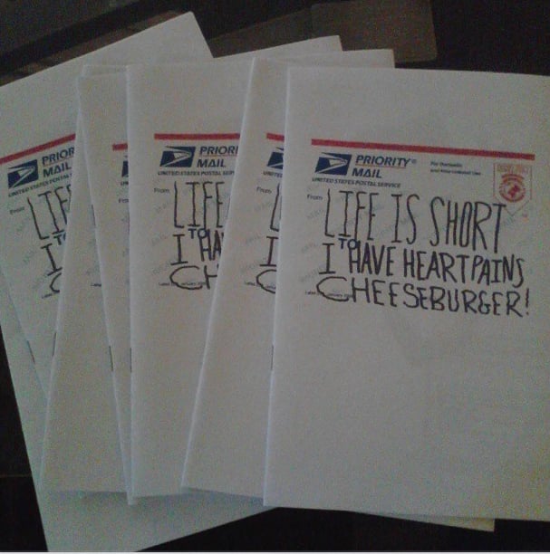 Image of LIFE IS SHORT I HAVE HEARTPAINS CHEESEBURGER!
