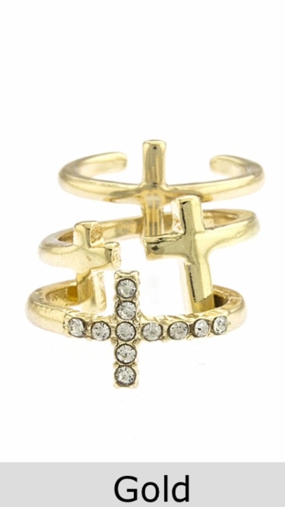 Image of Crystal Cross Midi-Ring