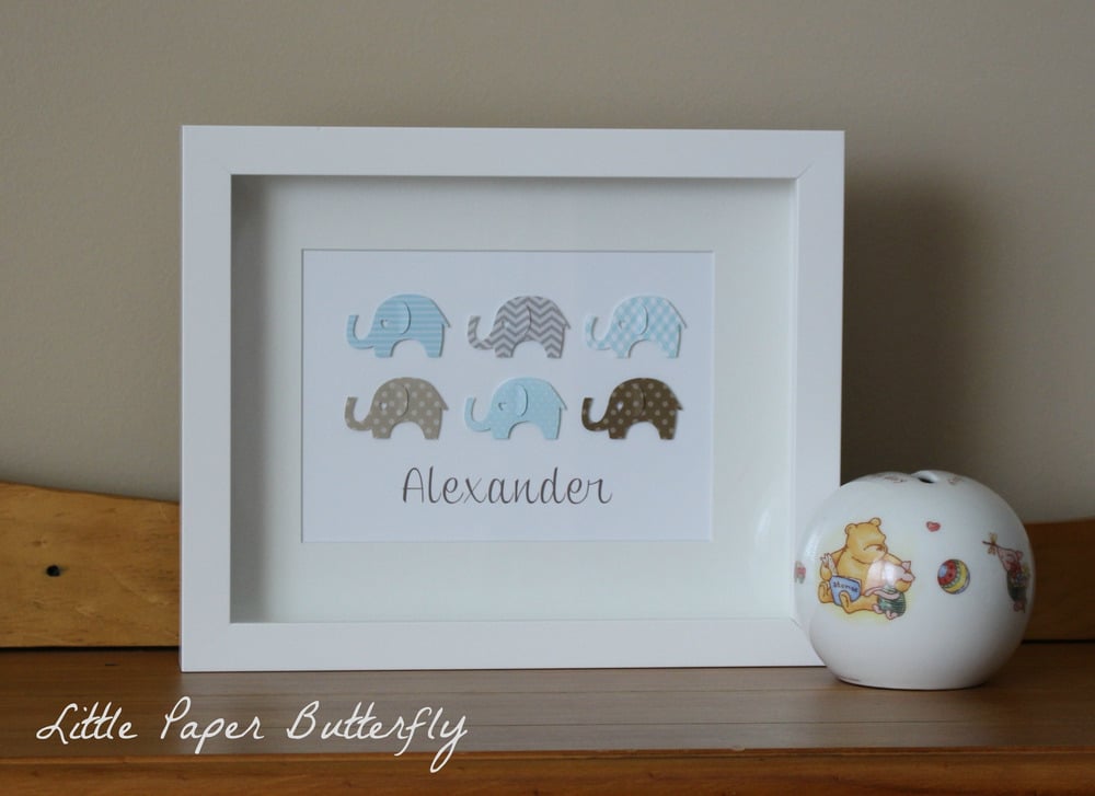 Image of Baby Elephants Paper Art for Boys