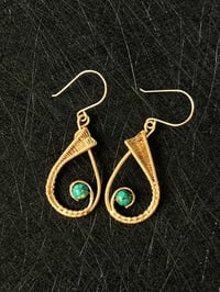 Image 1 of Phoenix Stone Peacock Feather Earrings 14K Gold-Filled Ear Hooks
