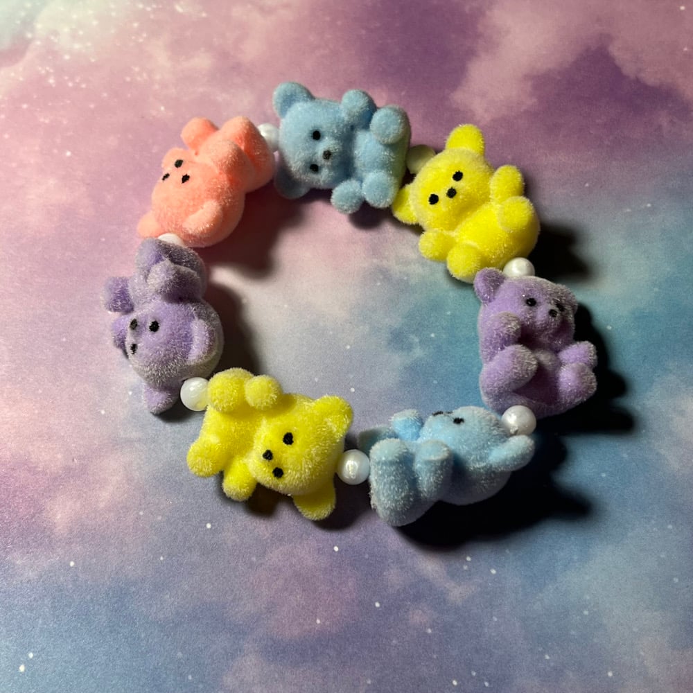 Image of Pastel Bear Kawaii Kandi Cuff Bracelet