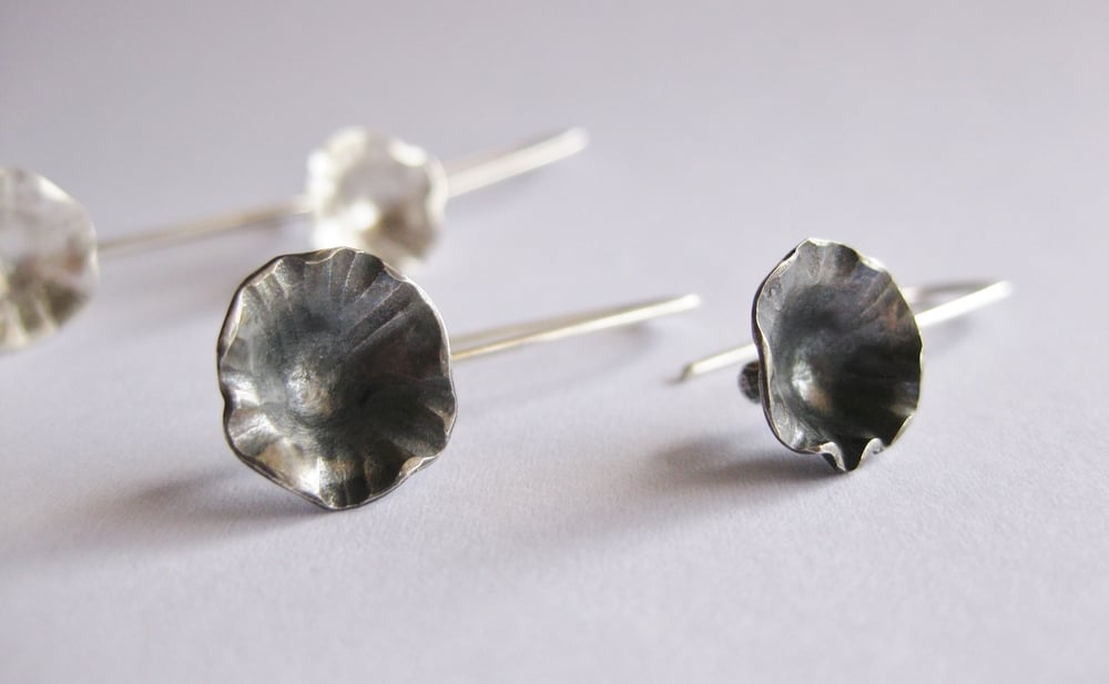 Image of Daisy flower hook earrings: small