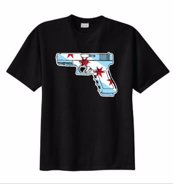 Image of CHICAGO FLAG - GUN STYLE (BLACK)