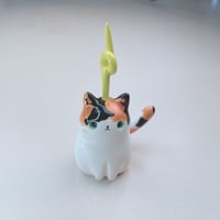 Image 4 of Calico Cat With Teletubbies Antenna Ceramic Figurine