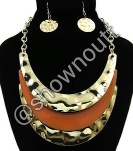 Image of Gold/orange matching necklace and earrings