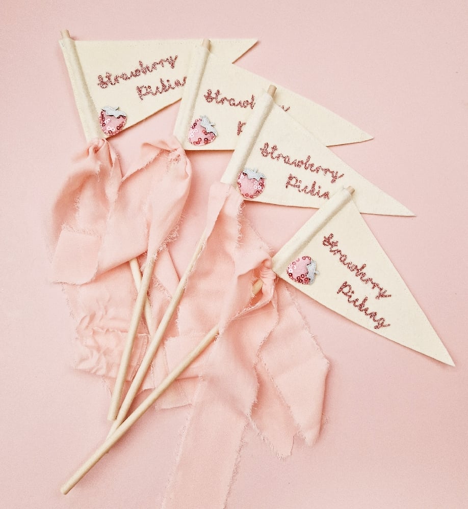 Image of Strawberry Picking Pennant Flag.