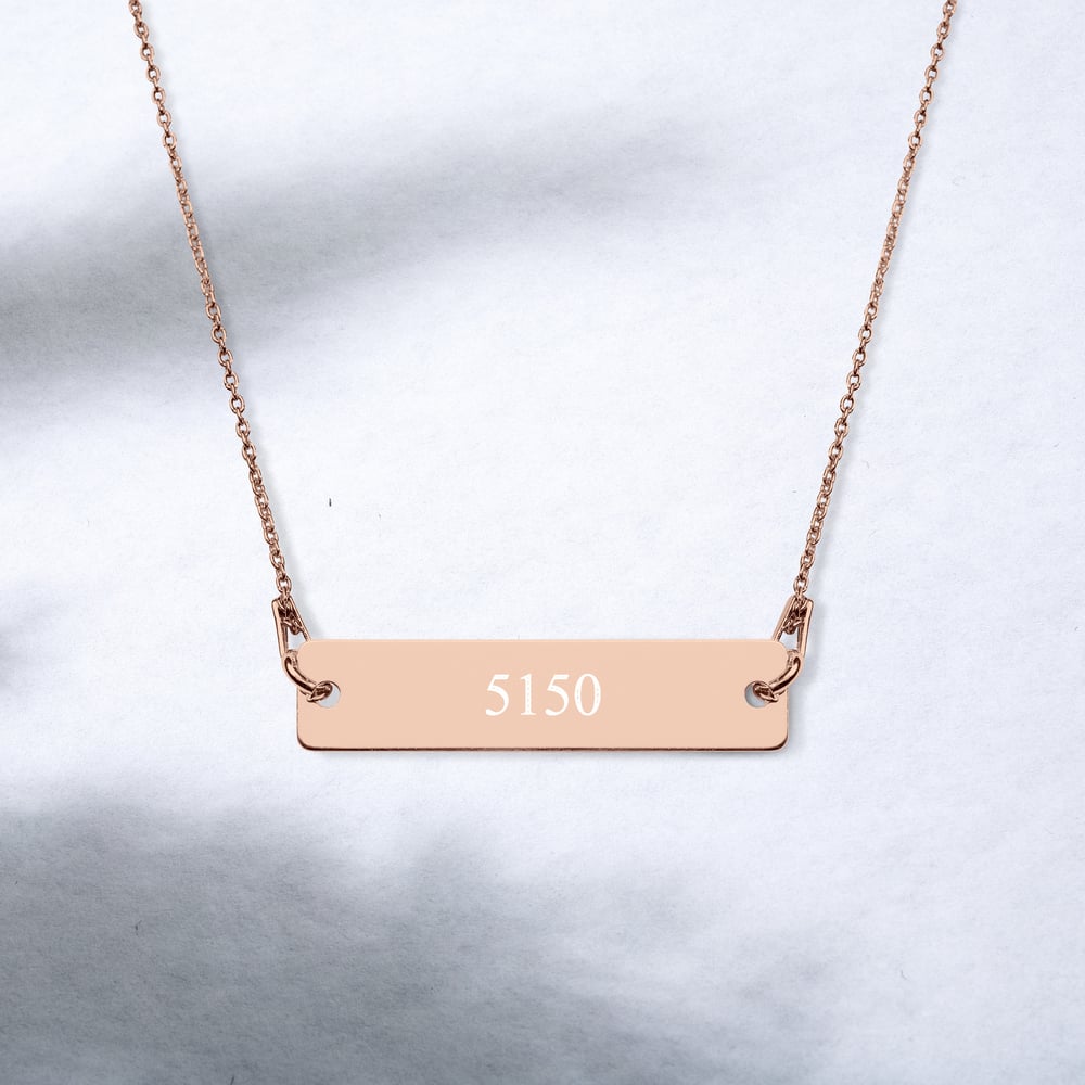 Image of 5150 Engraved Silver Bar Chain Necklace