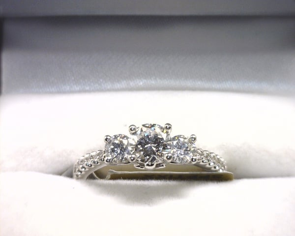 Image of 14K White Gold Diamond Engagement Ring (.47CT Round Center)