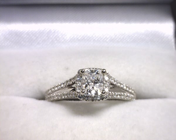 Image of 14K White Gold Diamond Engagement Ring (.51CT Radiant Center)