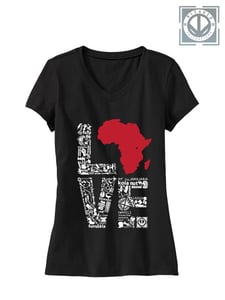 Image of Ladies LuvAfrique V-Neck (Red Map)