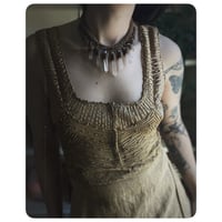 Image 1 of The Empress Necklace - Clear Quartz Crystals and Soft Tan Leather