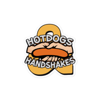 Image 1 of HOT DOGS AND HANDSHAKES STICKER